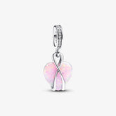 Pandora Herz Charm-Anhänger: Mum - Schillernder, Rosa, Sterling-Silber